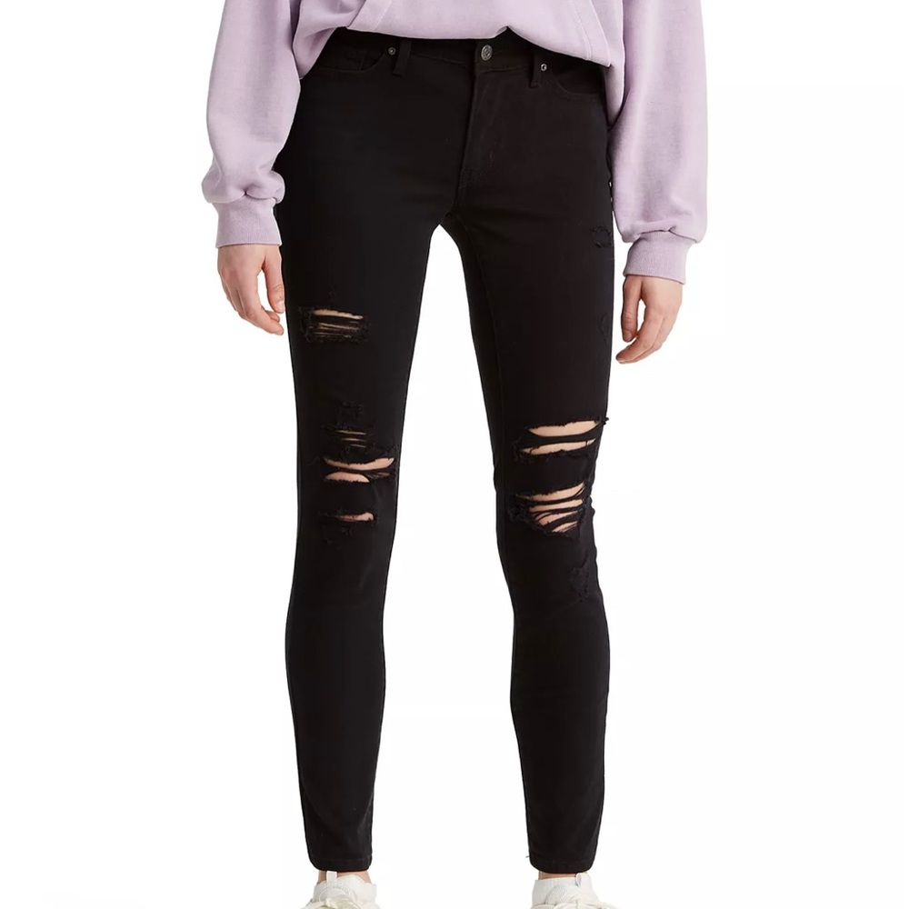 Levi’s 711 Skinny Black Distressed Skinny Jeans